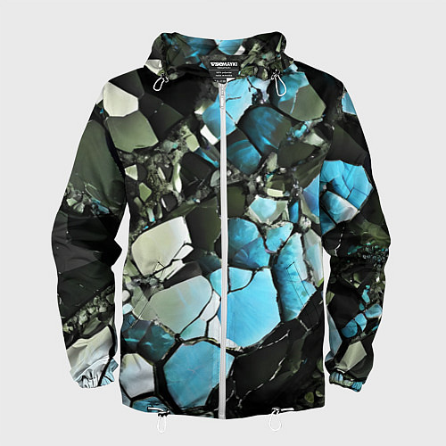 Мужская ветровка Чёрно-синий камень / 3D-Белый – фото 1