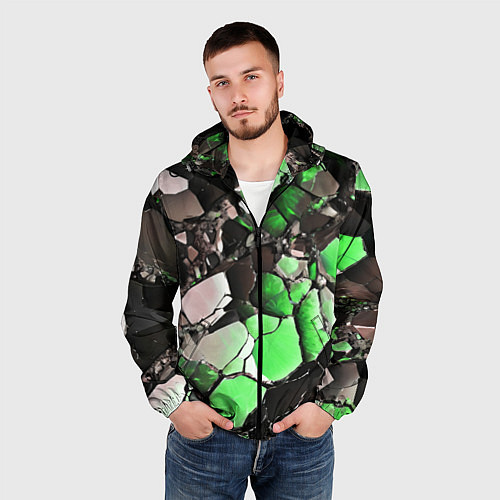 Мужская ветровка Чёрно-зелёный камень / 3D-Черный – фото 3