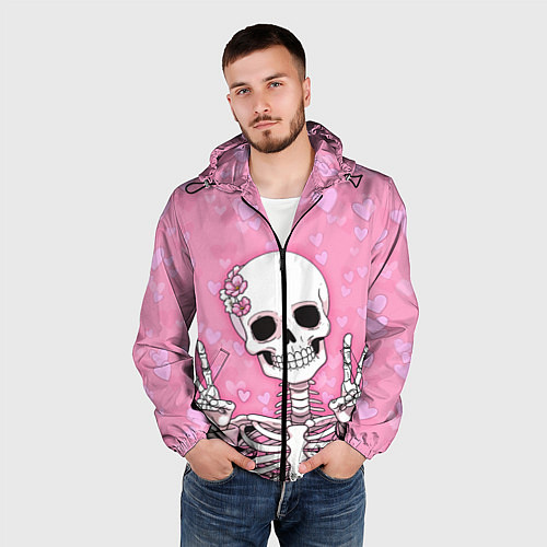 Мужская ветровка Скелет-милашка / 3D-Черный – фото 3