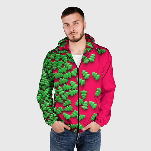 Мужская ветровка Веселые елочки / 3D-Черный – фото 3