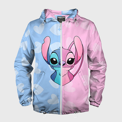 Мужская ветровка Стич и Ангел / 3D-Белый – фото 1