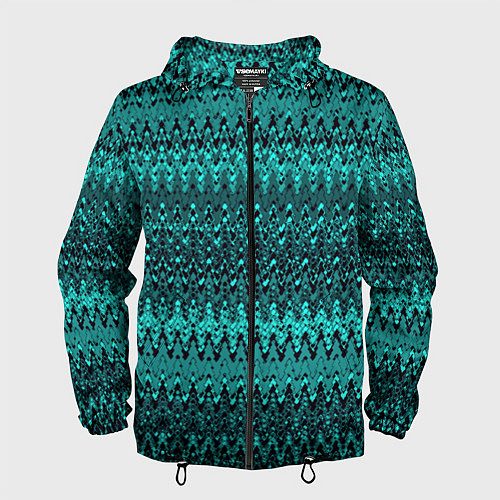 Мужская ветровка Бирюзовый узоры / 3D-Черный – фото 1