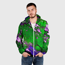 Ветровка с капюшоном мужская A purple mineral in a green stone, цвет: 3D-белый — фото 2