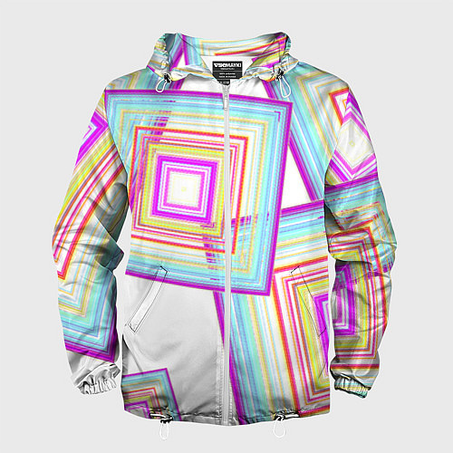Мужская ветровка Абстрактные квадраты / 3D-Белый – фото 1