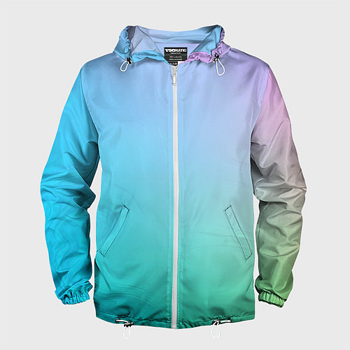 Мужская ветровка Градиент в голубых тонах / 3D-Белый – фото 1