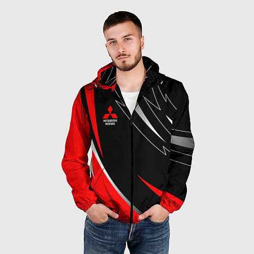 Мужская ветровка Mitsubishi - red and black / 3D-Черный – фото 3