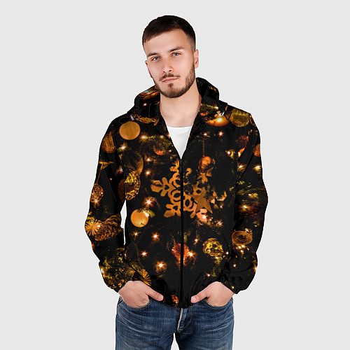 Мужская ветровка Новогоднее украшение / 3D-Черный – фото 3