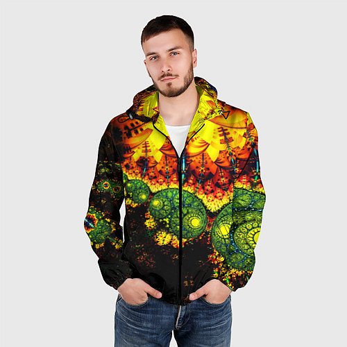 Мужская ветровка Абстракция осколки / 3D-Черный – фото 3