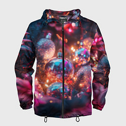 Мужская ветровка Новогодние шары и фиолетовые блески