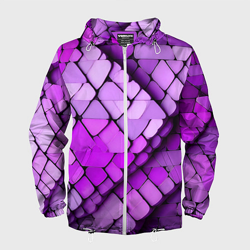 Мужская ветровка Фиолетовые рельефные плитки / 3D-Белый – фото 1