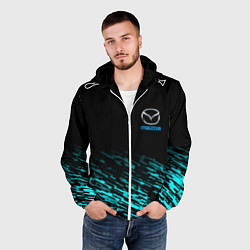 Ветровка с капюшоном мужская Mazda голубые краски, цвет: 3D-белый — фото 2