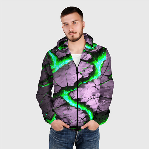 Мужская ветровка Треснувший камень зелёный / 3D-Черный – фото 3