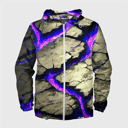 Мужская ветровка Треснувший камень фиолетовый / 3D-Белый – фото 1