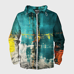 Ветровка с капюшоном мужская Ржавчина сине-белая, цвет: 3D-белый