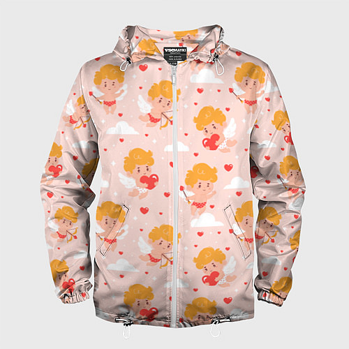 Мужская ветровка Паттерн с милыми купидонами / 3D-Белый – фото 1