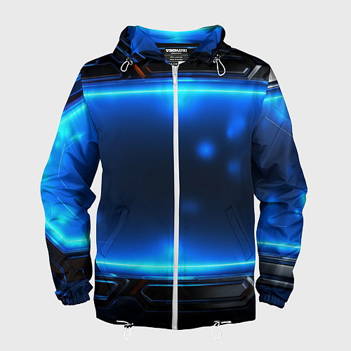 Мужская ветровка Синяя неоновая атмосфера / 3D-Белый – фото 1