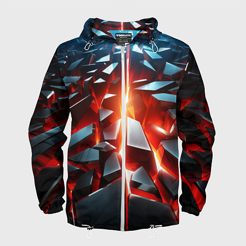 Мужская ветровка Черные слитки над лавой / 3D-Белый – фото 1