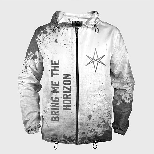 Мужская ветровка Bring Me the Horizon - white gradient вертикально / 3D-Черный – фото 1