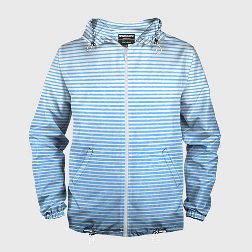 Мужская ветровка Белый с голубым текстурный в полоску / 3D-Белый – фото 1