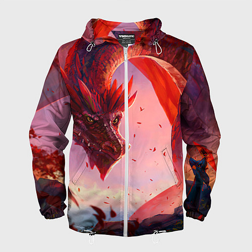 Мужская ветровка Дракон красный мифический / 3D-Белый – фото 1
