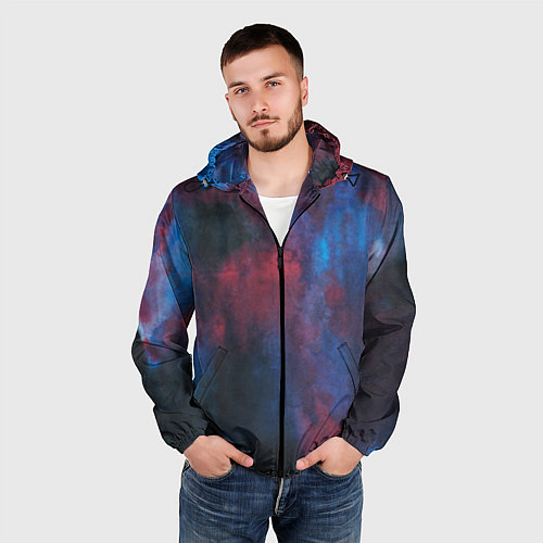 Мужская ветровка Тай-дай космос / 3D-Черный – фото 3