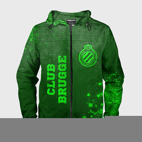 Мужская ветровка Club Brugge - green gradient вертикально / 3D-Черный – фото 1