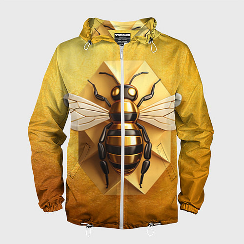 Мужская ветровка Пчела на золоте / 3D-Белый – фото 1