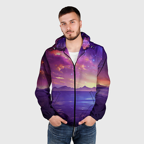 Мужская ветровка Волшебная галактика / 3D-Черный – фото 3