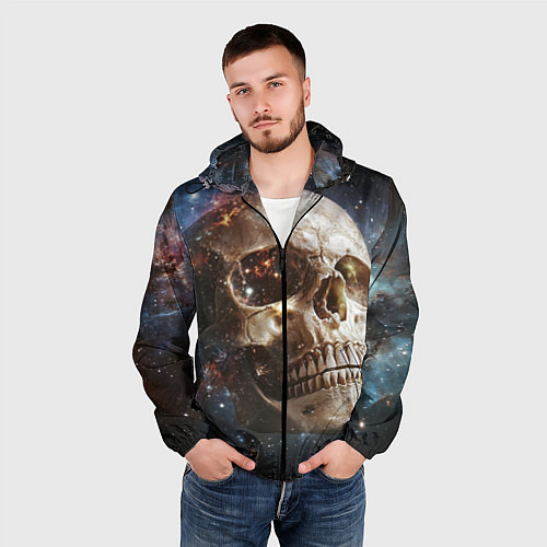 Мужская ветровка Череп - космос / 3D-Черный – фото 3