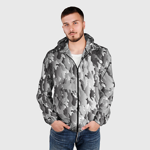 Мужская ветровка Монохромный камуфляж / 3D-Черный – фото 3