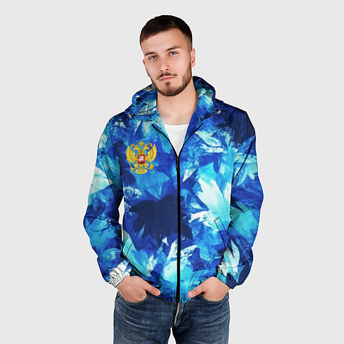 Мужская ветровка Синий узорный камуфляж / 3D-Черный – фото 3