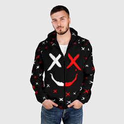 Ветровка с капюшоном мужская Smile face, цвет: 3D-черный — фото 2