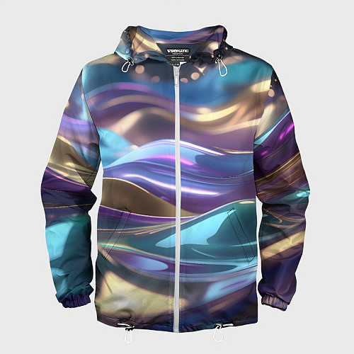 Мужская ветровка Космические мягкие волны / 3D-Белый – фото 1