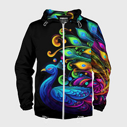 Ветровка с капюшоном мужская Neon peacock - art, цвет: 3D-белый