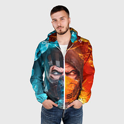 Ветровка с капюшоном мужская Mortal Kombat - Саб-зиро и Скорпион, цвет: 3D-белый — фото 2