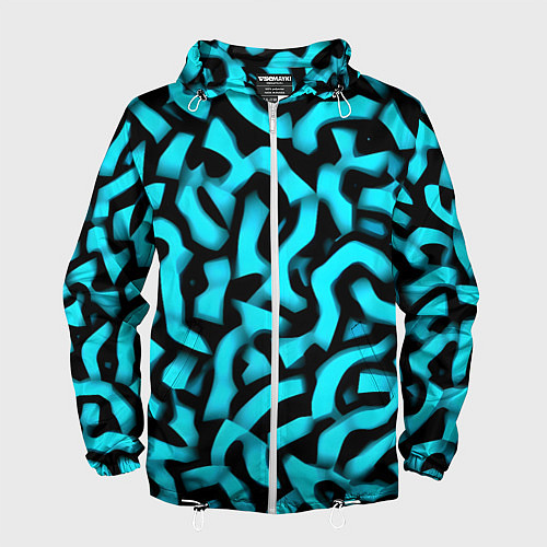 Мужская ветровка Бирюзовая абстракция / 3D-Белый – фото 1