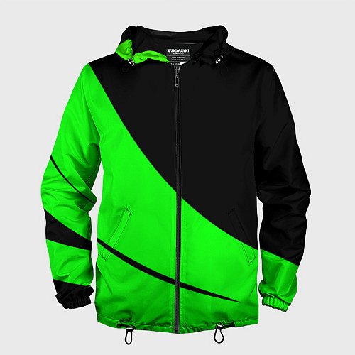 Мужская ветровка Чёрный с зелёным двуцветный / 3D-Черный – фото 1