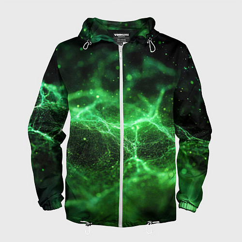 Мужская ветровка Зеленая связь текстура / 3D-Белый – фото 1