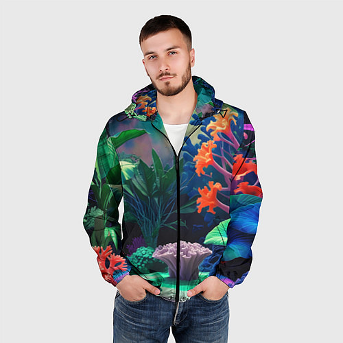Мужская ветровка Морское дно с кораллами / 3D-Черный – фото 3