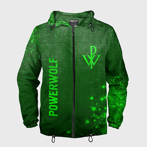 Мужская ветровка Powerwolf - green gradient вертикально / 3D-Черный – фото 1