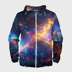 Ветровка с капюшоном мужская Космическая текстура фон, цвет: 3D-белый