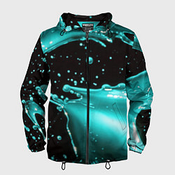 Ветровка с капюшоном мужская Разрыв голубой краски, цвет: 3D-черный