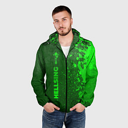 Ветровка с капюшоном мужская Hellsing - green gradient по-вертикали, цвет: 3D-черный — фото 2