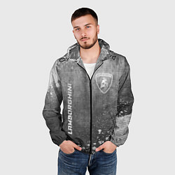 Ветровка с капюшоном мужская Lamborghini - grey gradient вертикально, цвет: 3D-черный — фото 2
