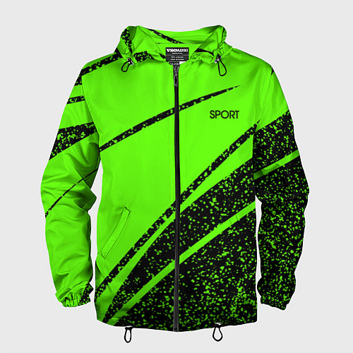 Мужская ветровка Sport зелёный с чёрным в крапинку / 3D-Черный – фото 1