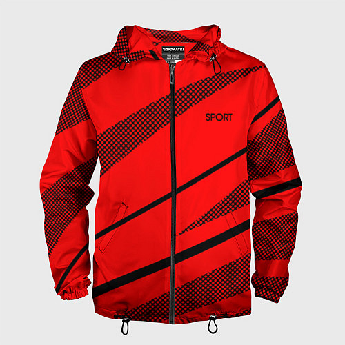 Мужская ветровка Sport красный с чёрным полосами / 3D-Черный – фото 1