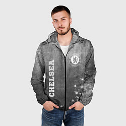 Ветровка с капюшоном мужская Chelsea - grey gradient вертикально, цвет: 3D-черный — фото 2
