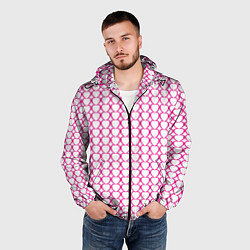 Ветровка с капюшоном мужская Контурный паттерн соединённые сердца, цвет: 3D-черный — фото 2