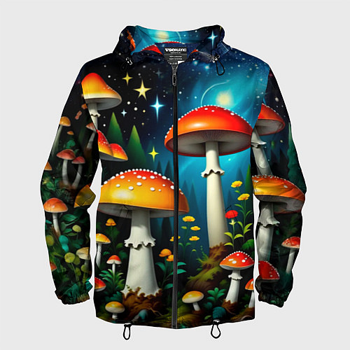 Мужская ветровка Ночные грибы / 3D-Черный – фото 1