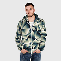 Ветровка с капюшоном мужская Осколки льда, цвет: 3D-белый — фото 2